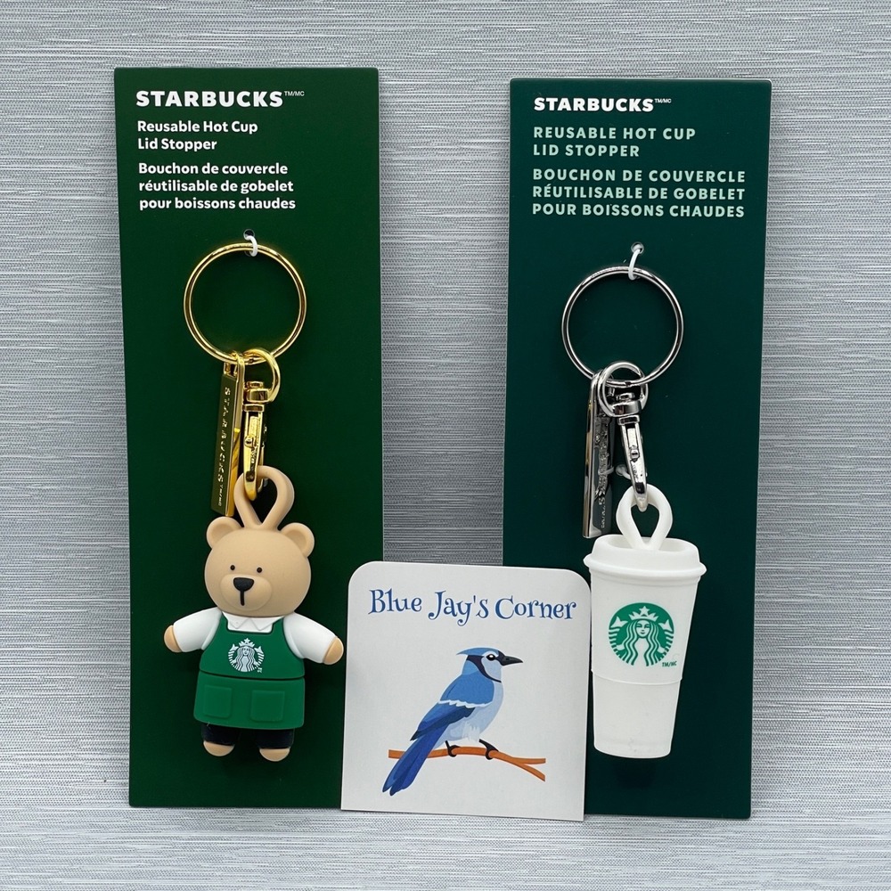 Starbucks Stopper Keychain for Reusable Cup Bearista Green Christmas 2025 Set 2